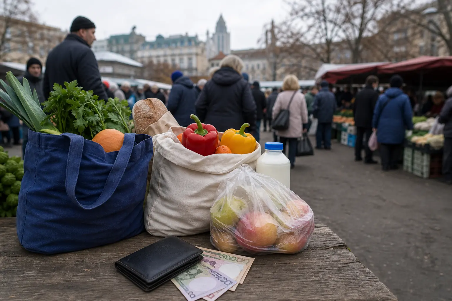 Продукти, гаманець і гривні на українському ринку як символ інфляції