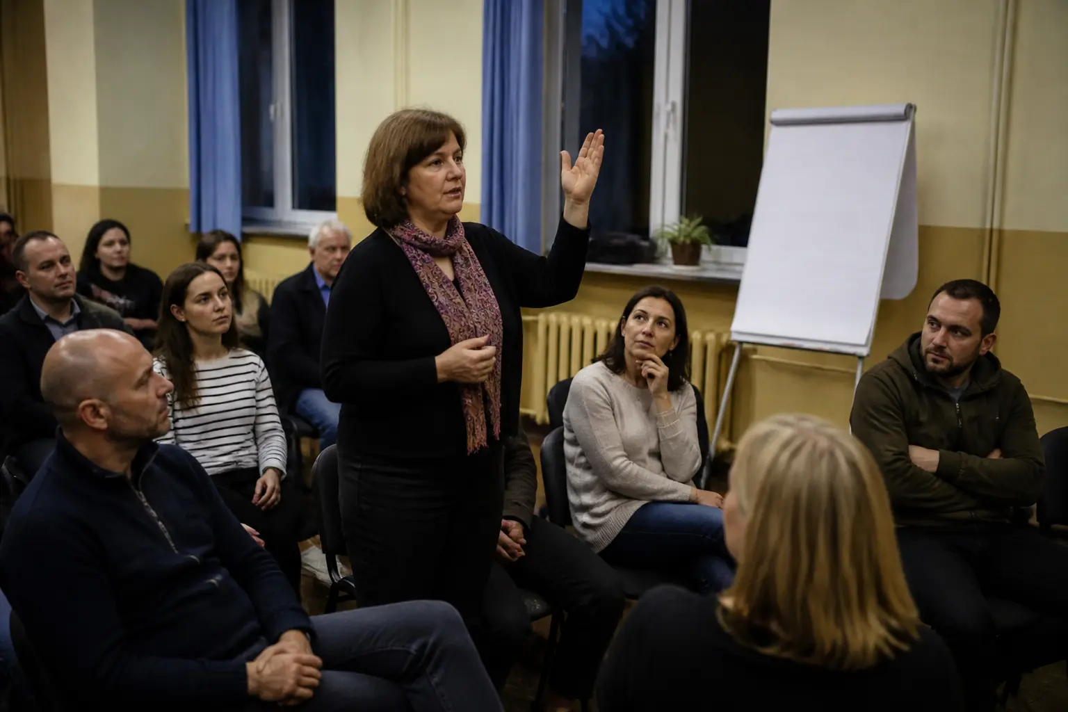 Мешканці громади обговорюють спільне рішення на зібранні