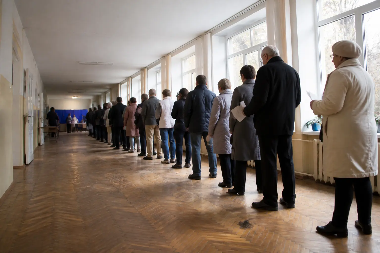 Черга виборців у приміщенні виборчої дільниці