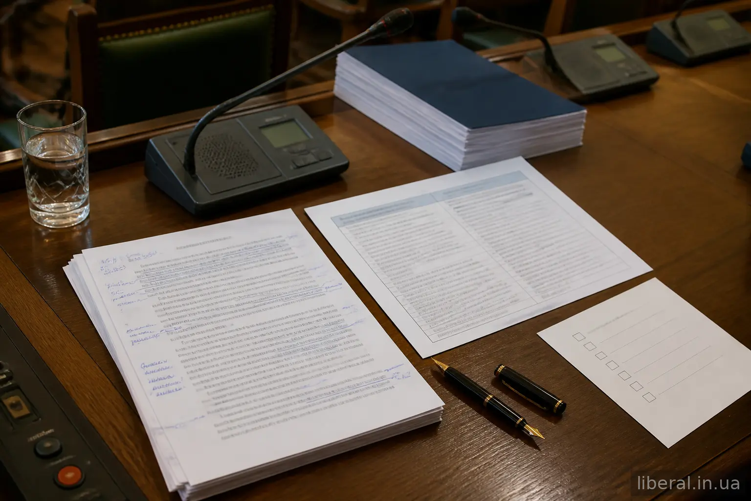 Стопка документів законопроєкту з поправками та порівняльною таблицею