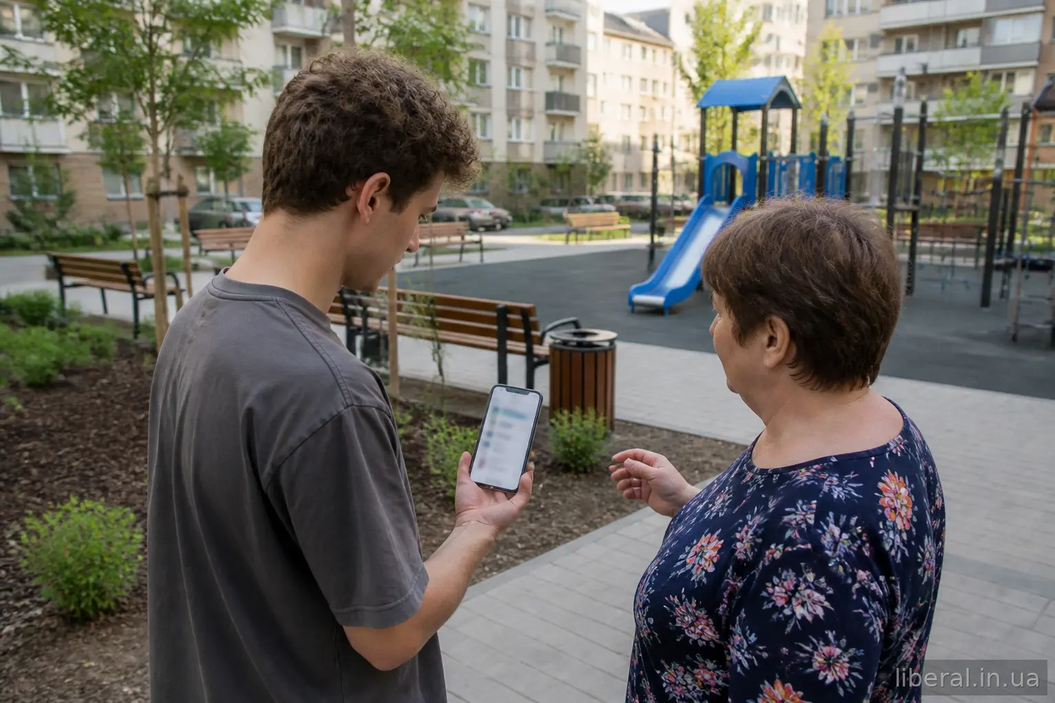 Мешканці оглядають відновлений двір, реалізований у межах громадського бюджету